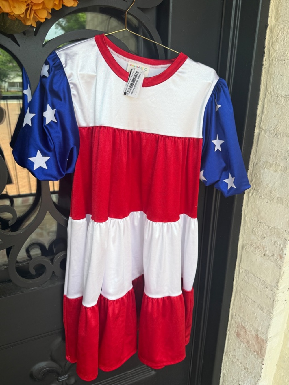Fantastic Fawn Patriotic  Stars & Stripes  Dress - Red, White & Blue
